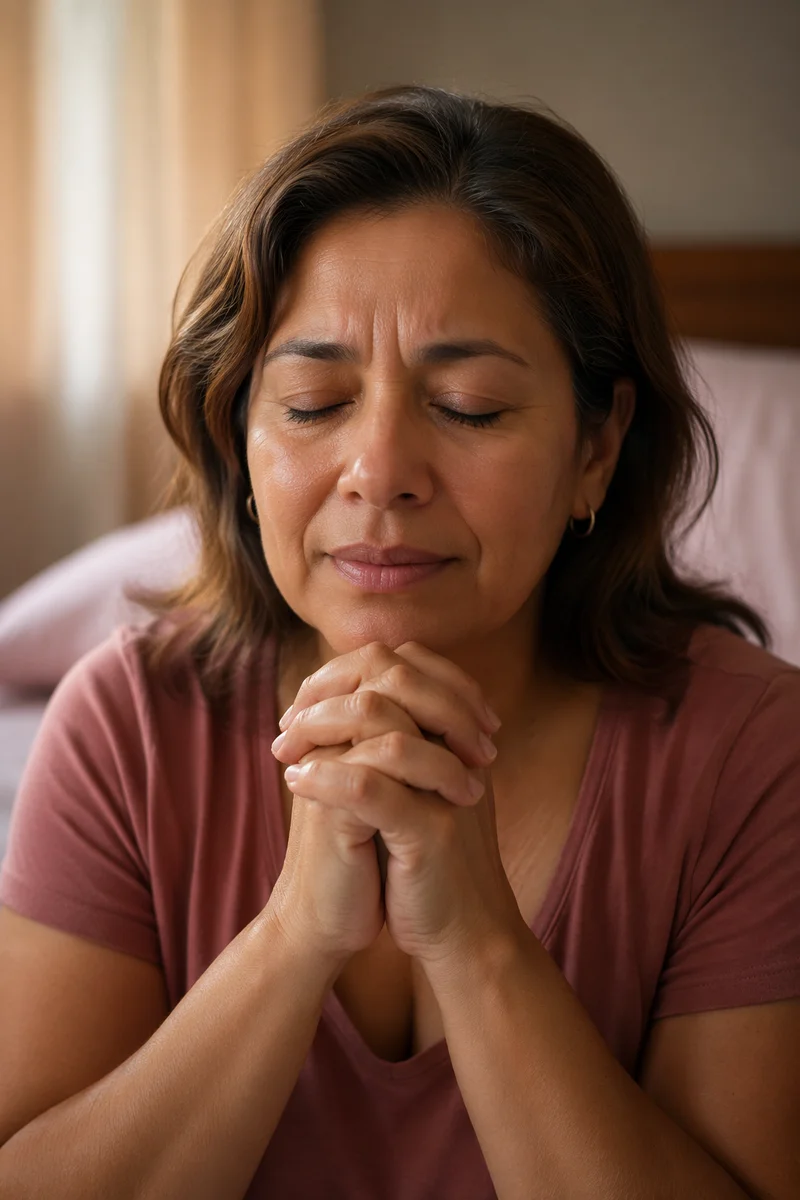 Close-Up Portrait of Woman Praying