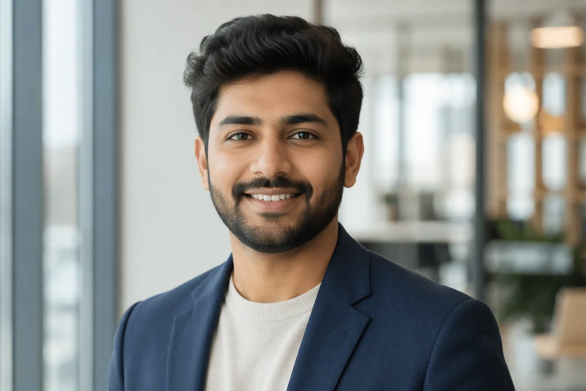 Confident Young Professional Office Headshot Portrait
