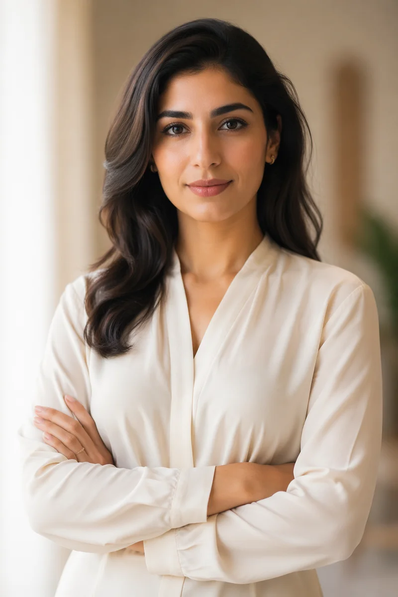 Confident Young Woman Studio Headshot Portrait