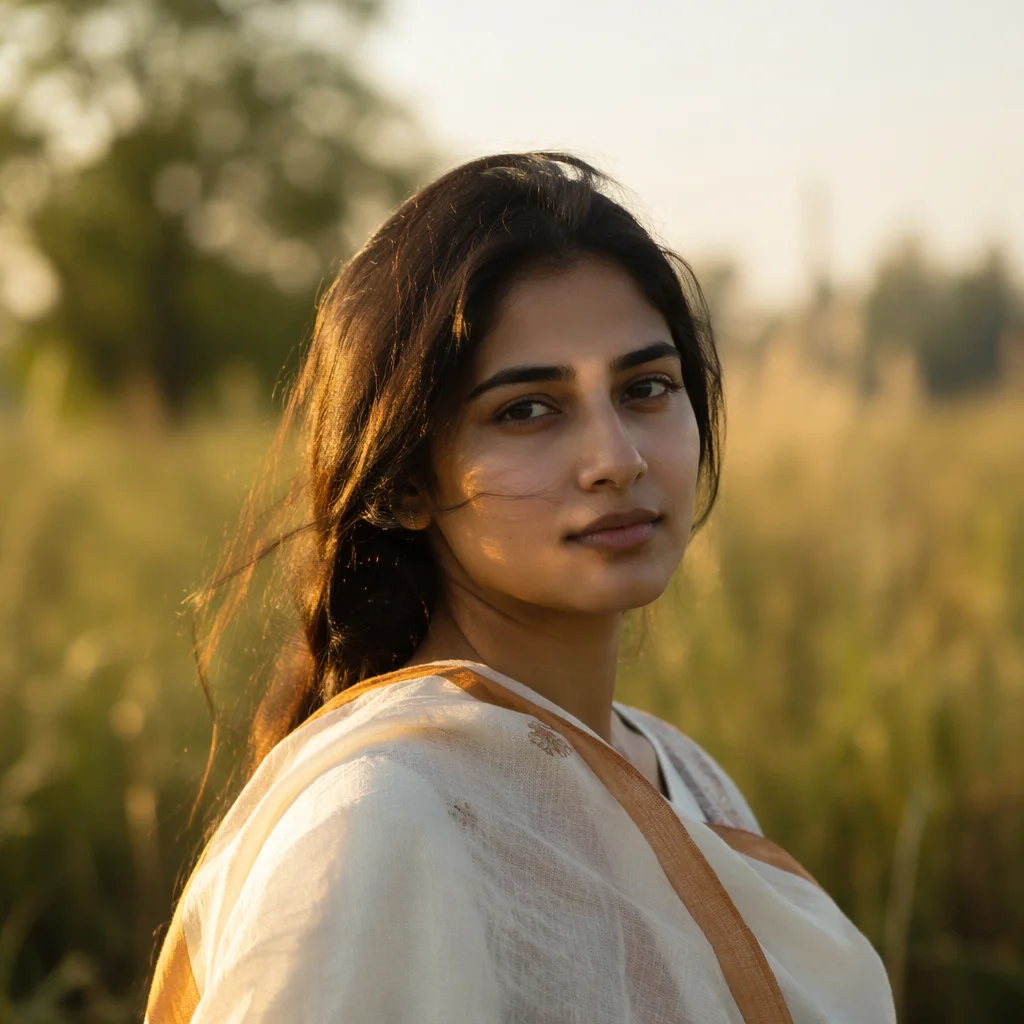 Serene Young Woman in Golden Meadow