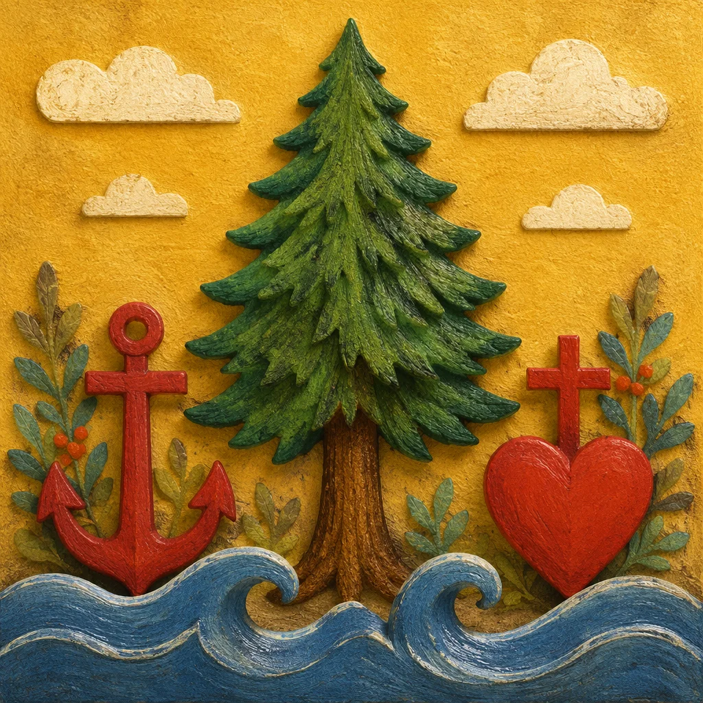 Evergreen Anchor Cross Hope Symbol