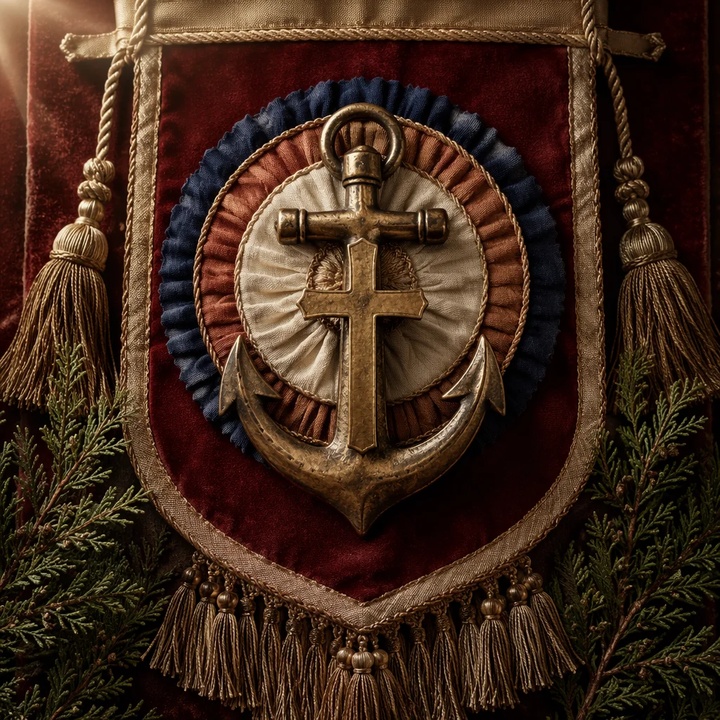 Anchor and Cross Hope Emblem on Velvet
