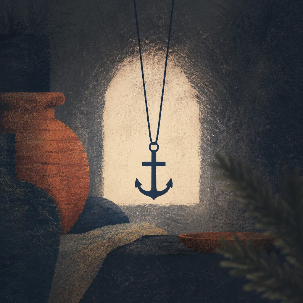 Anchor Cross Pendant in Quiet Evergreen Light