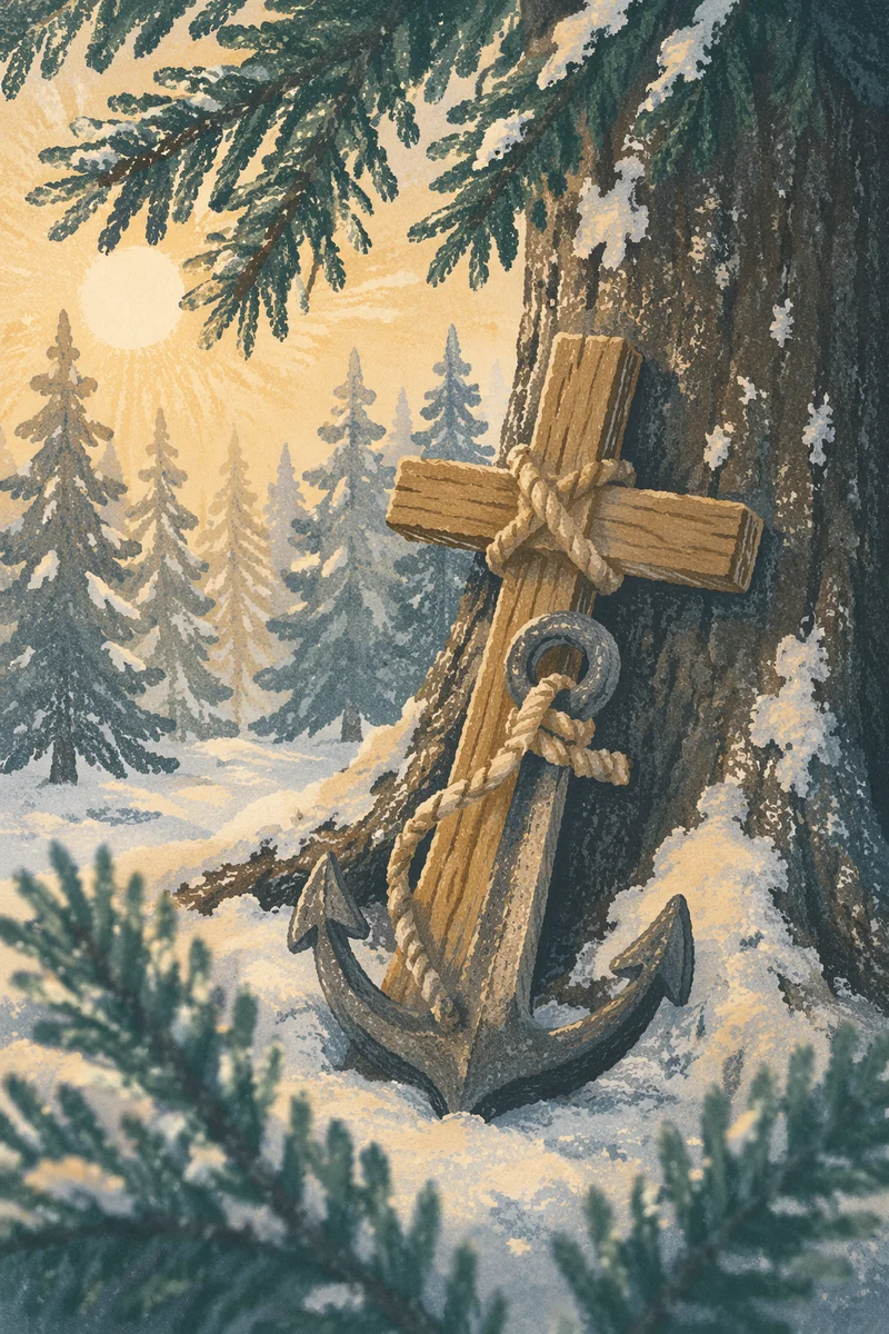 Evergreen Anchor Cross Hope Symbol