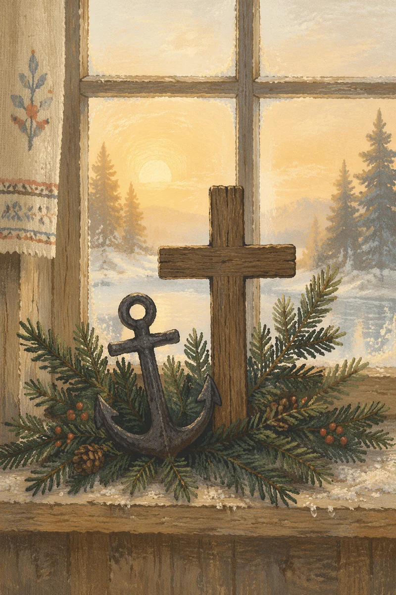 Anchor and Cross in Evergreen Dawn