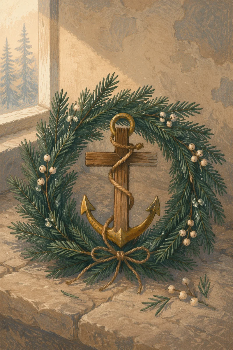 Evergreen Anchor Cross Hope Still Life
