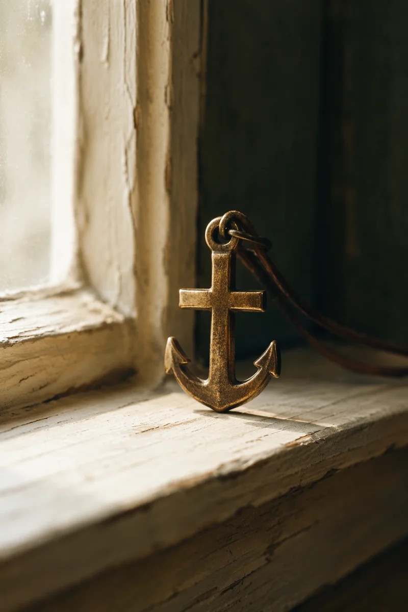 Anchor and Cross Hope Pendant Close-Up