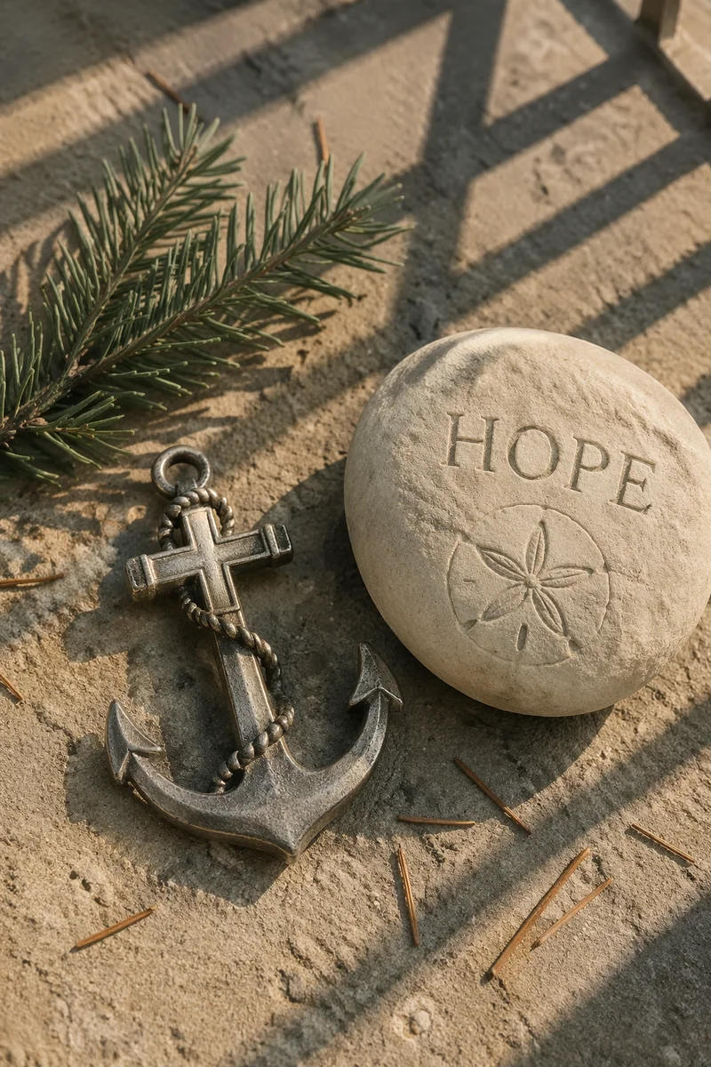 Anchor and Cross Hope Charm Still Life