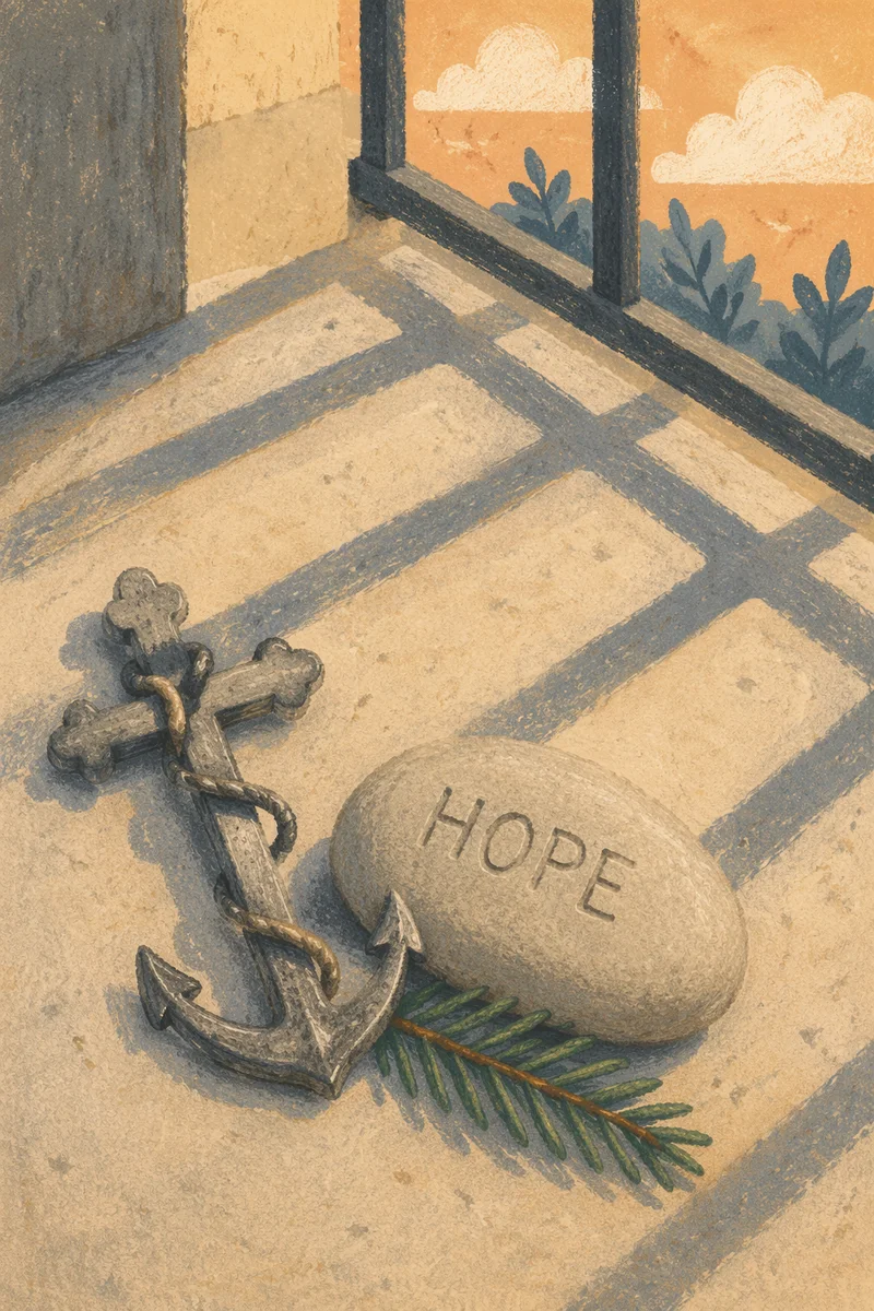Anchor Cross Hope on Sunlit Stone