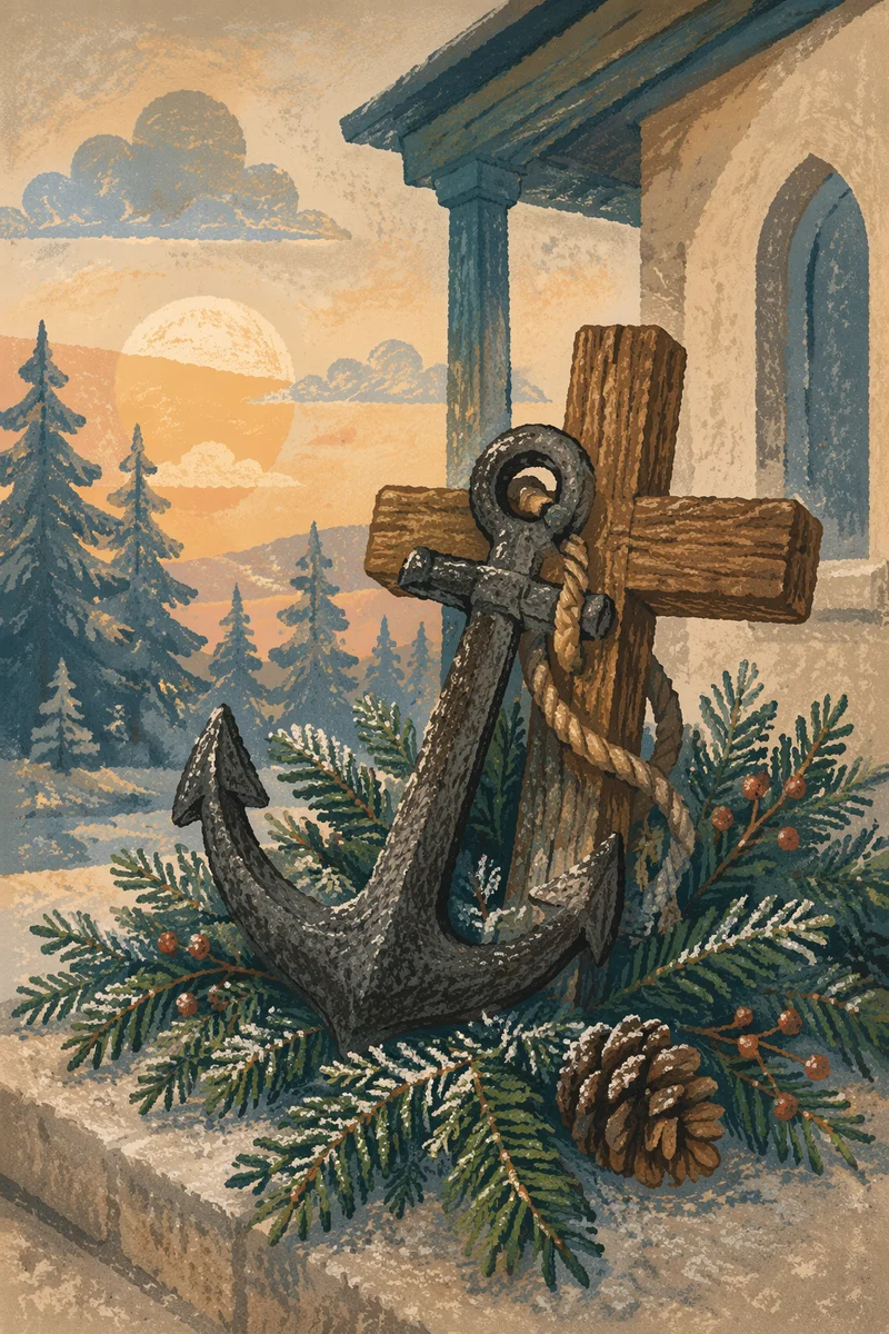 Evergreen Anchor Cross of Hope