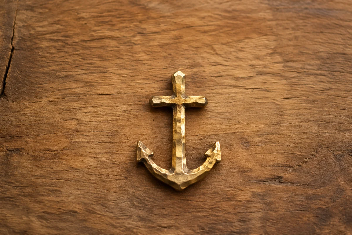 Handmade Gold Anchor Cross of Hope