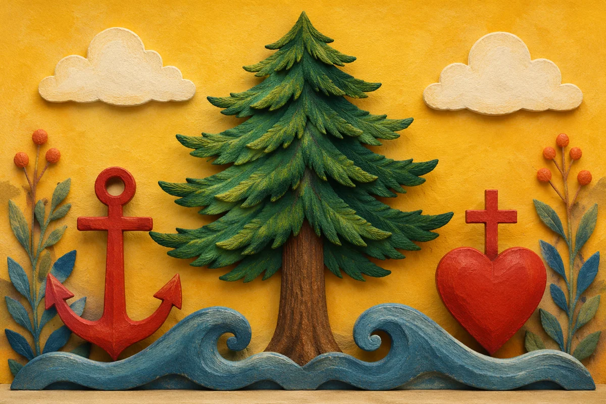 Evergreen Anchor and Cross Hope Symbol