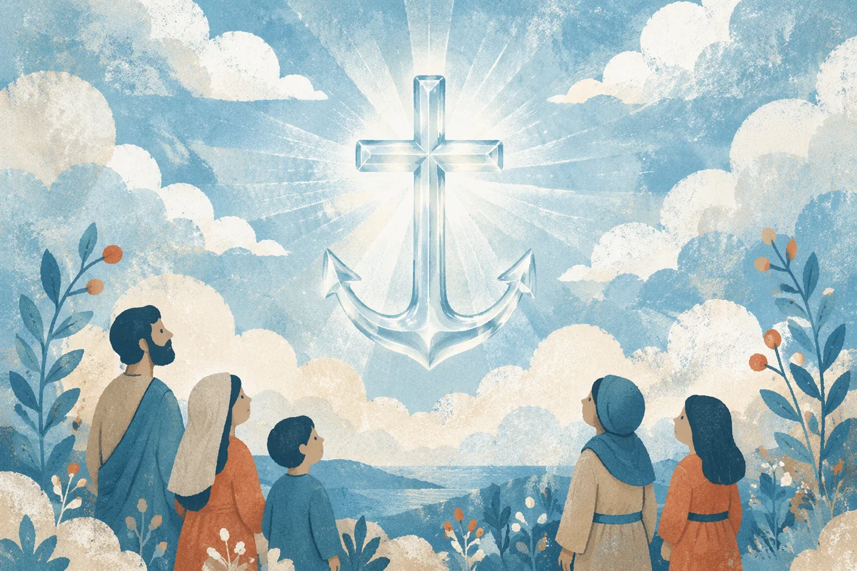 Anchor Cross Hope Symbol in Heavenly Sky