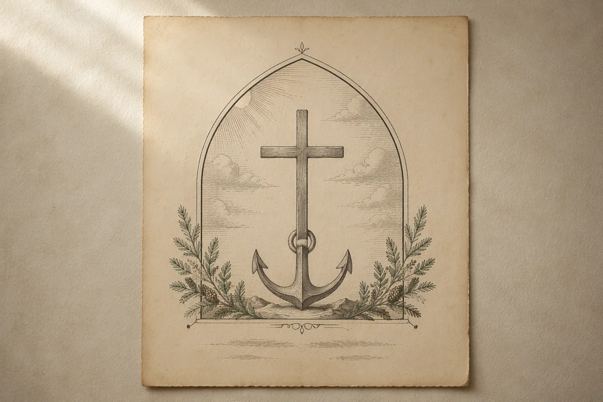 Evergreen Anchor Cross Hope Emblem