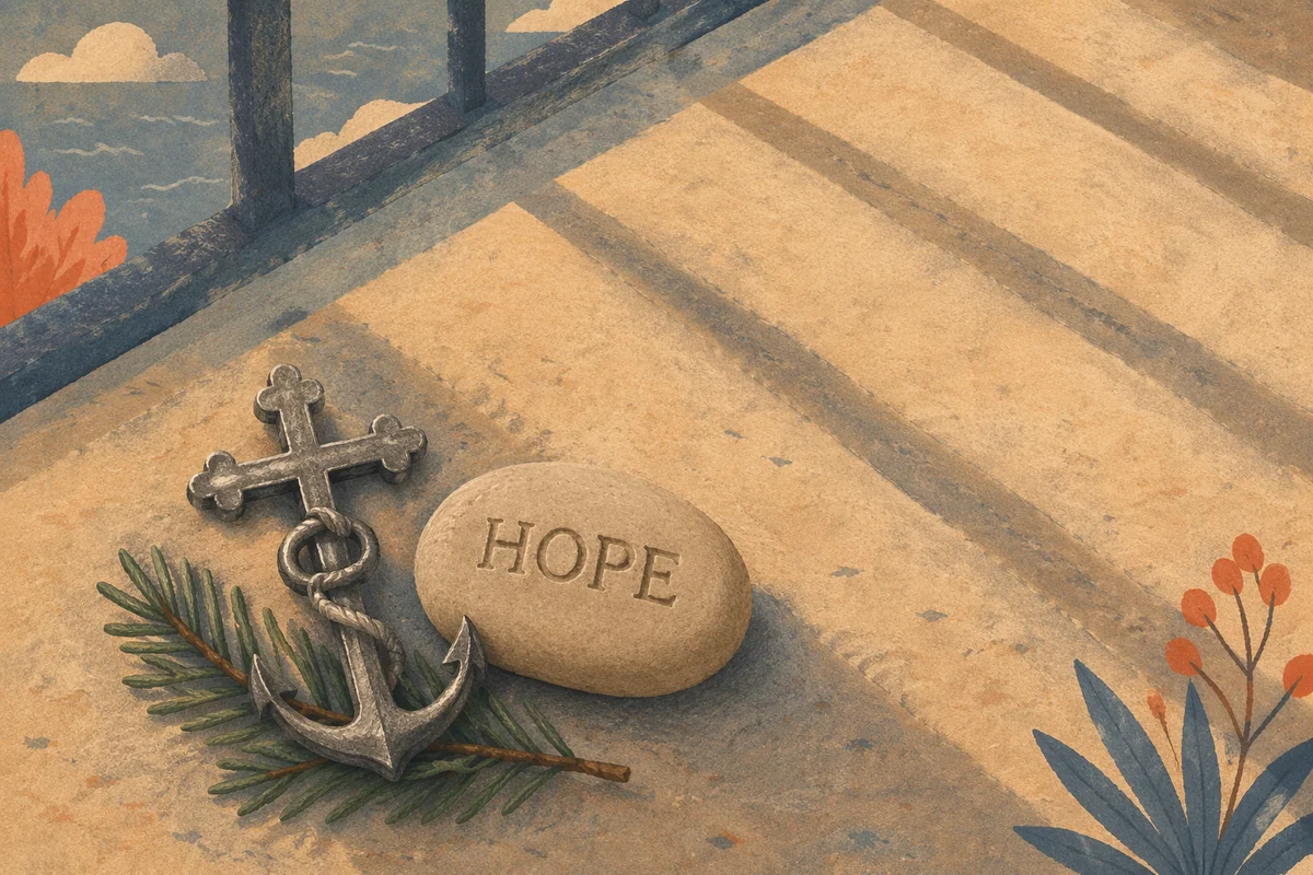 Anchor Cross Hope on Sunlit Stone