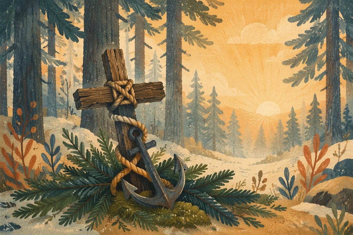 Evergreen Anchor Cross Hope Symbol