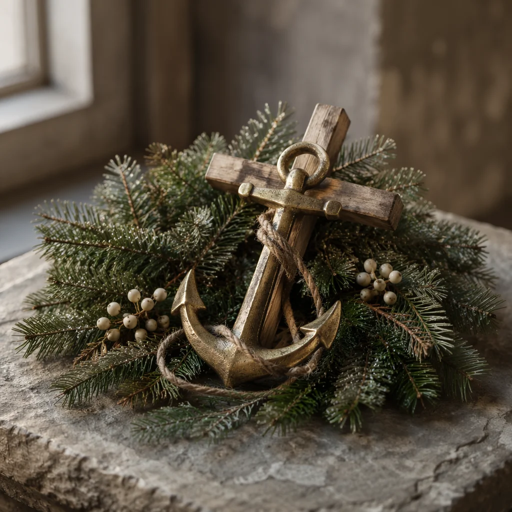 Evergreen Anchor and Cross Hope Symbol