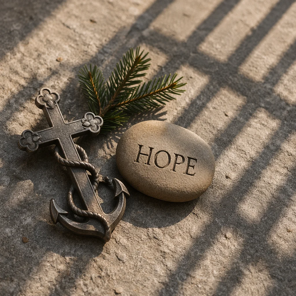 Anchor Cross Hope on Sunlit Stone