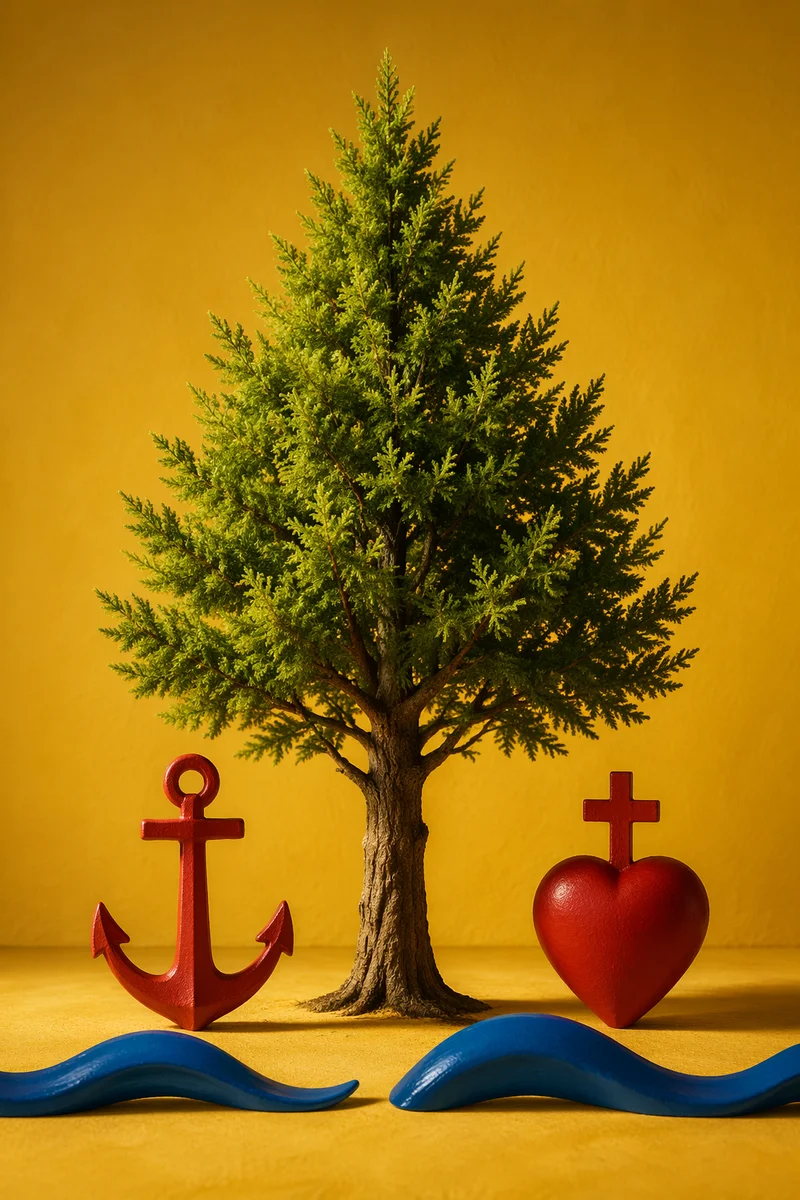Evergreen Anchor Cross Hope Symbol