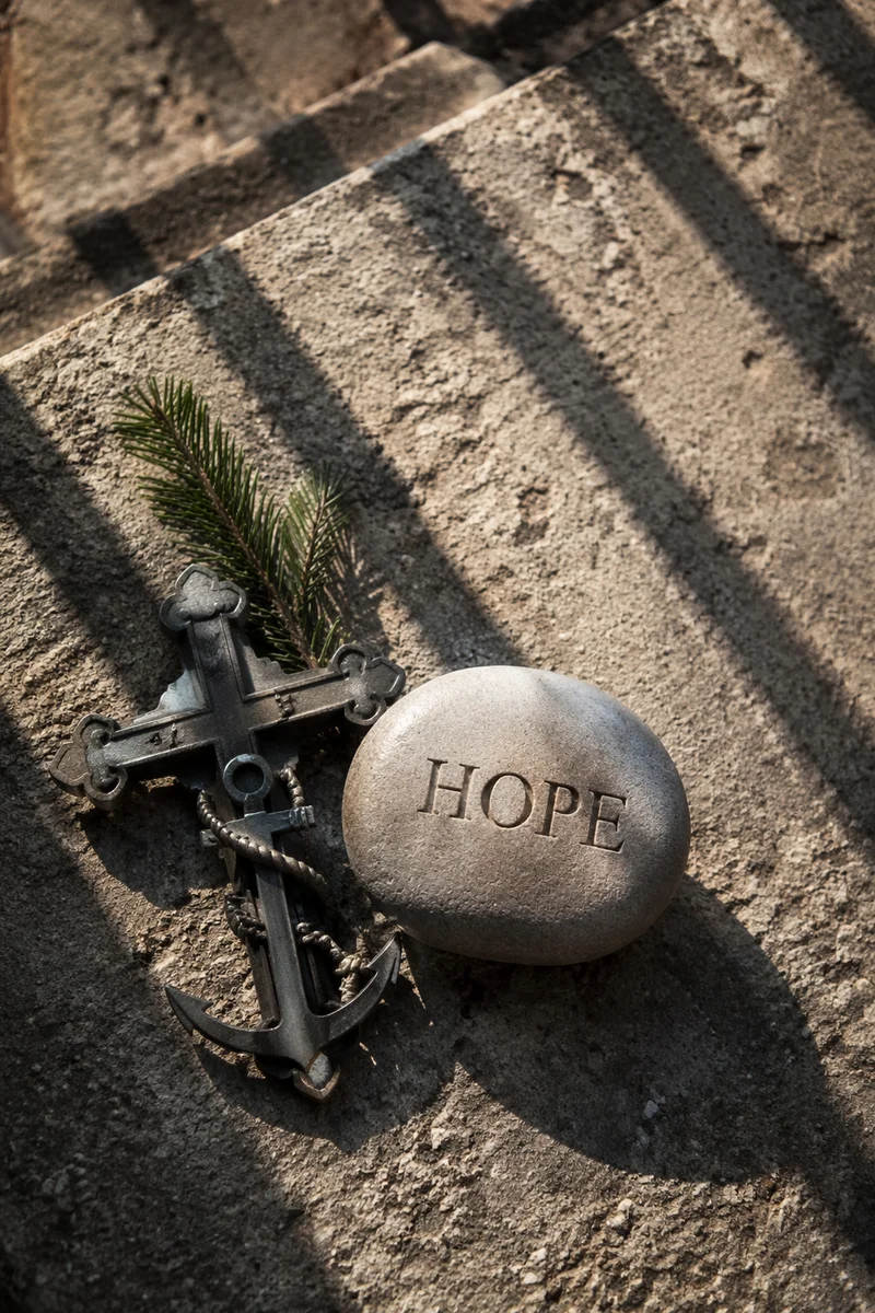 Anchor Cross Hope on Sunlit Stone