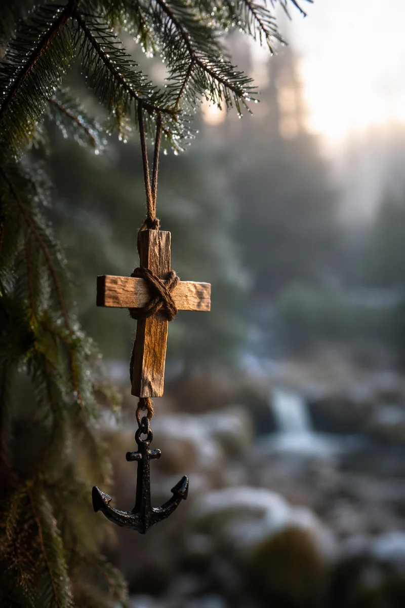 Anchor Cross Hope on Evergreen Branch