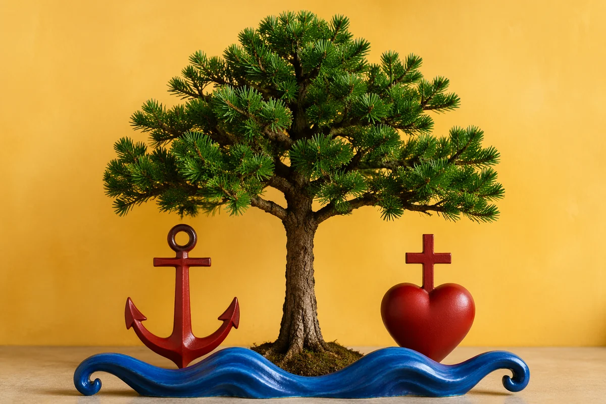 Evergreen Anchor Cross Hope Symbol
