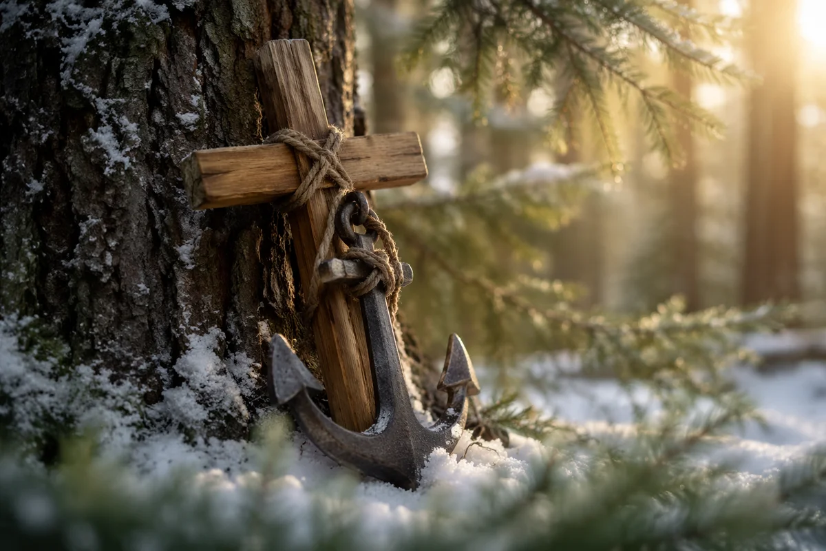 Evergreen Anchor and Cross Hope Symbol