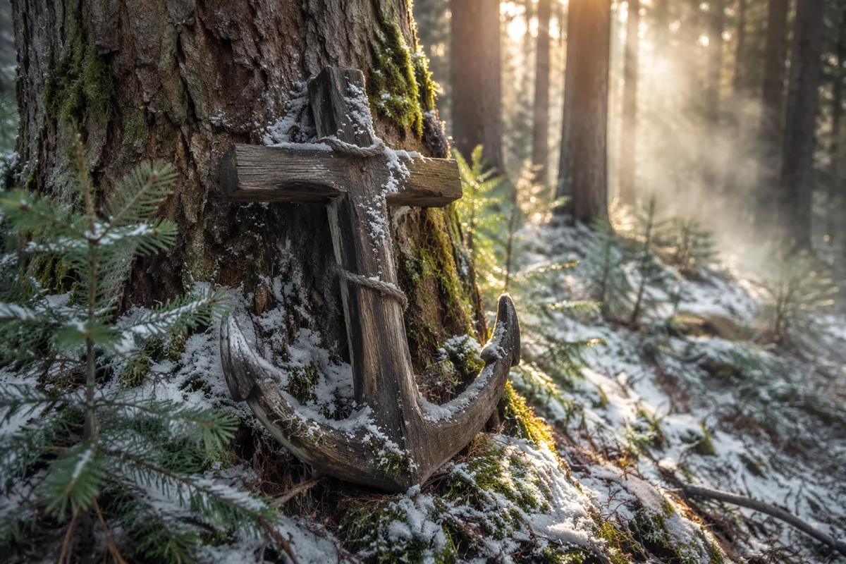 Evergreen Anchor Cross of Winter Hope