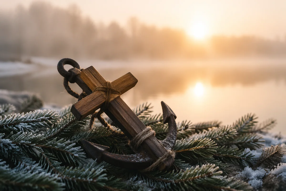 Anchor and Cross Hope at Winter Dawn