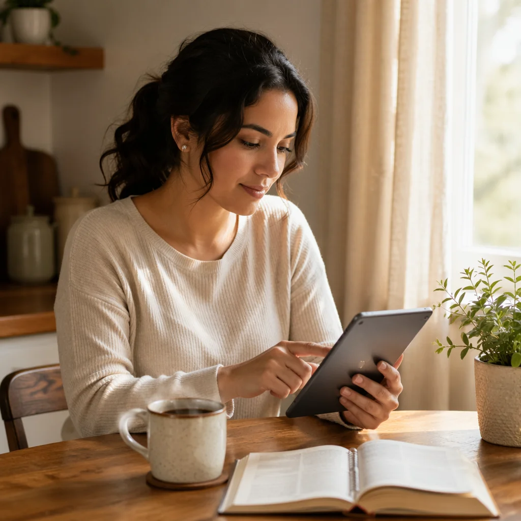 Morning Bible Study App with Coffee