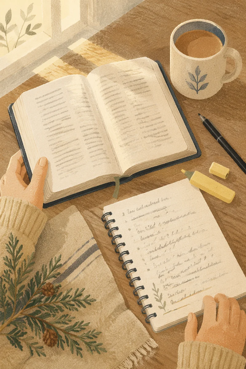 Peaceful Bible Study Morning with Evergreen Touch