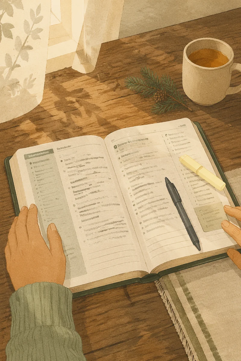 Evergreen Bible Study Table with Workbook