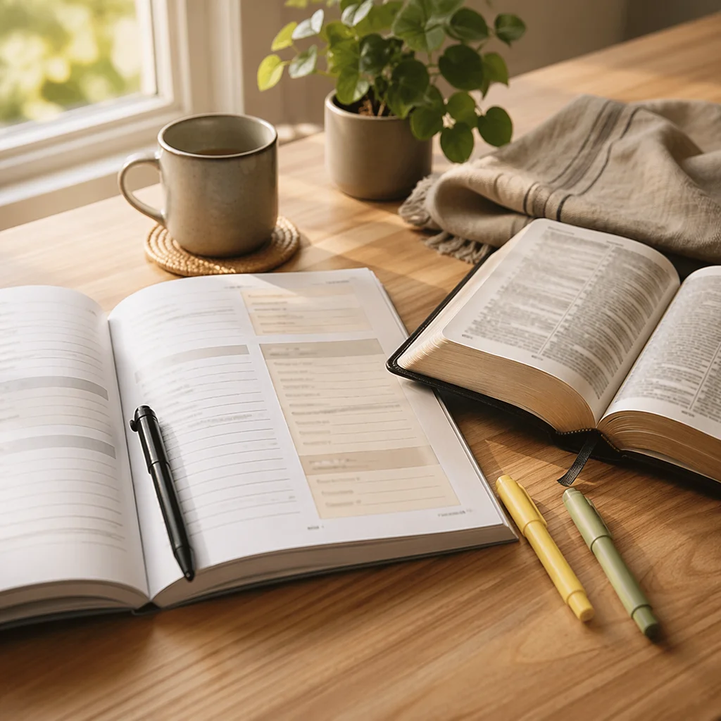 Bible Study Workbook with Pen and Highlighters