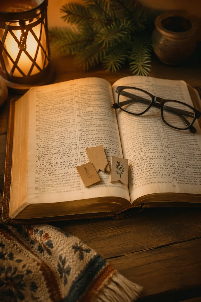 Open Bible With Reading Glasses in Warm Light
