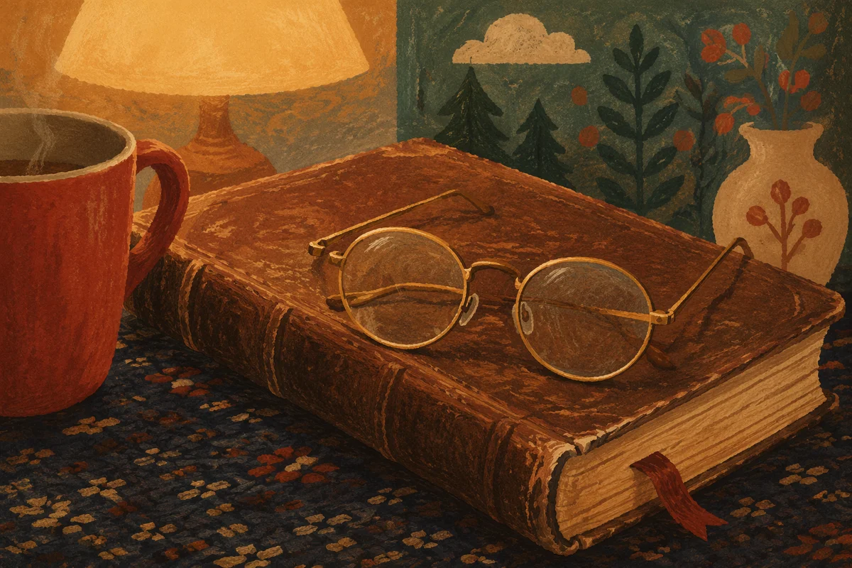 Bible with Reading Glasses in Warm Light
