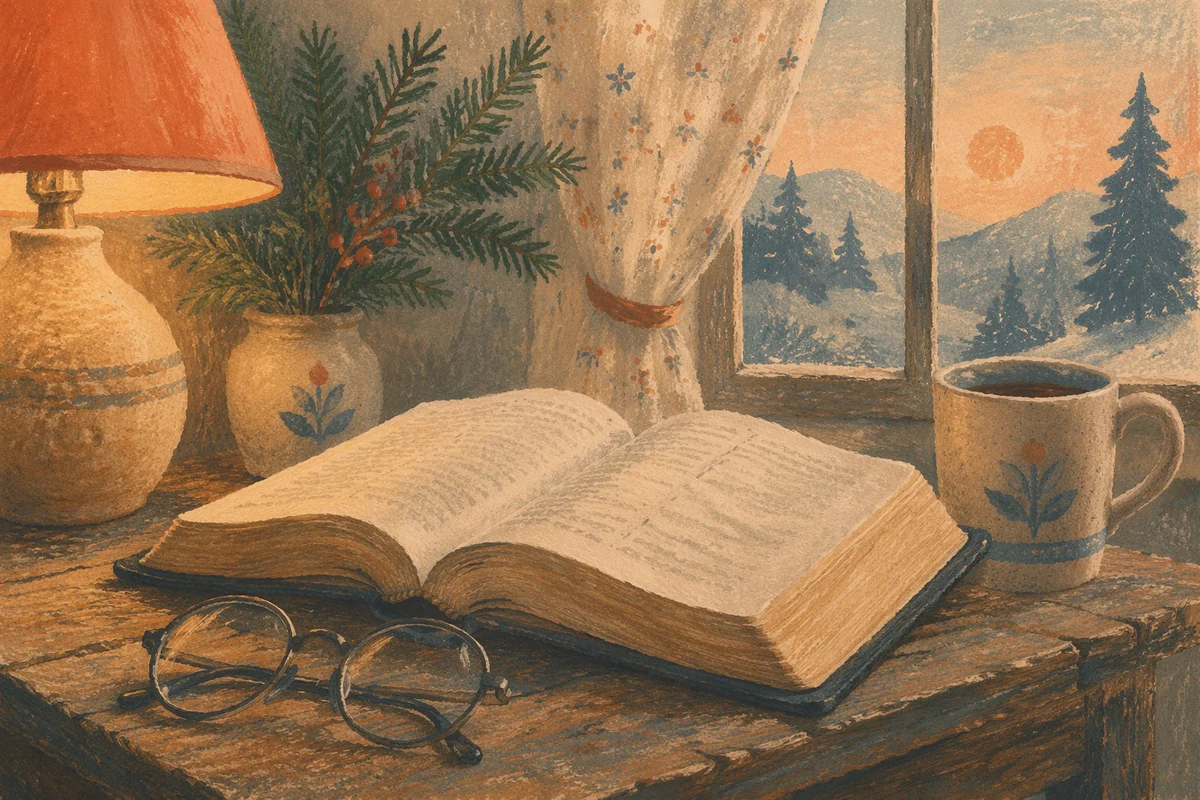 Open Bible and Reading Glasses in Warm Light