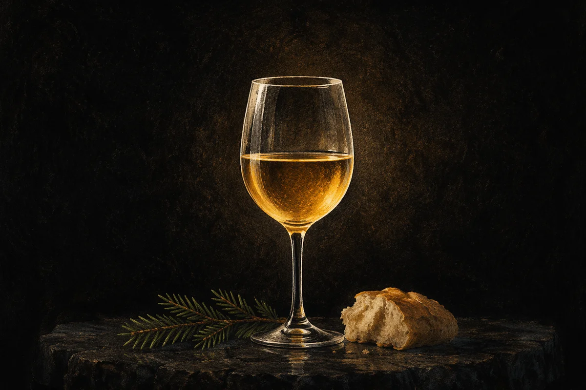 Reverent Communion Bread and Wine Still Life