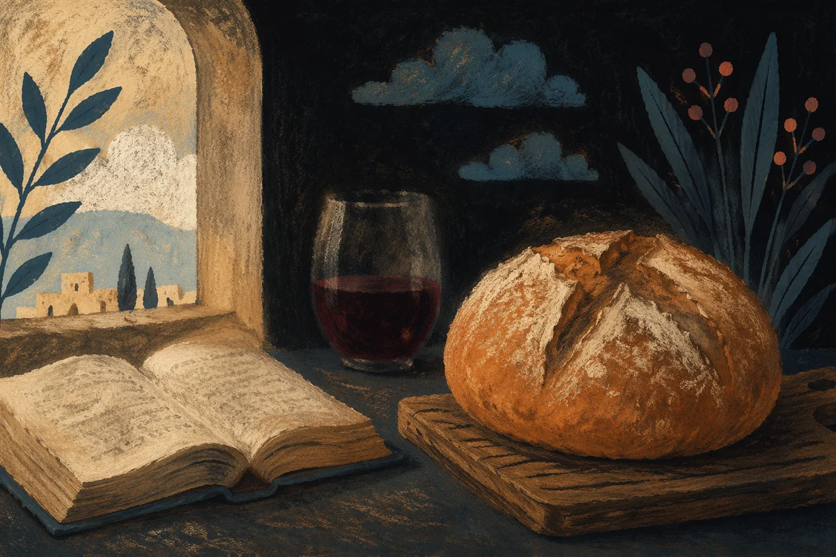 Rustic Bread and Wine Communion Table
