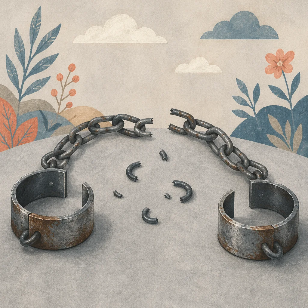 Broken Chains Symbolizing Freedom and Release