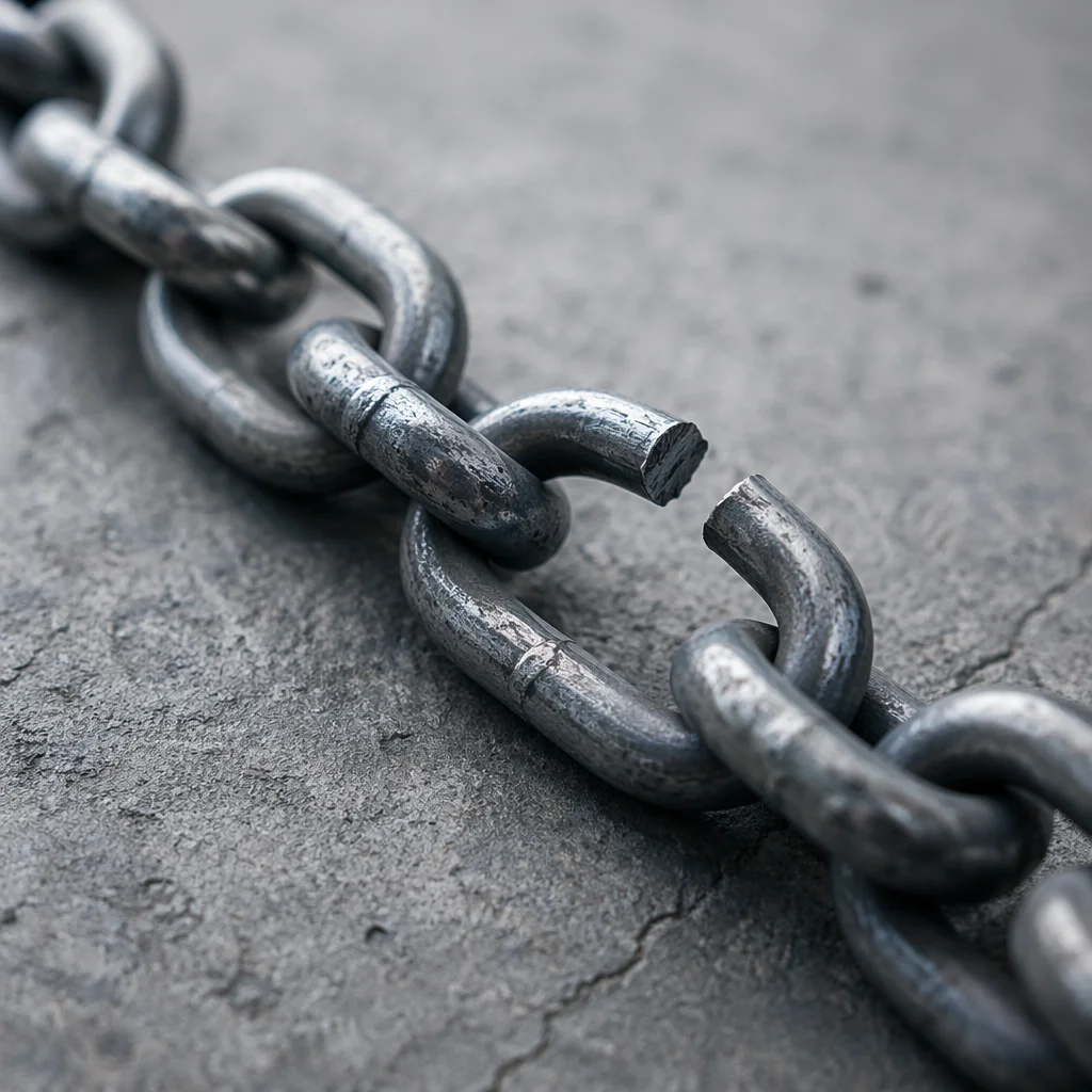 Broken Steel Chain Symbolizing Freedom