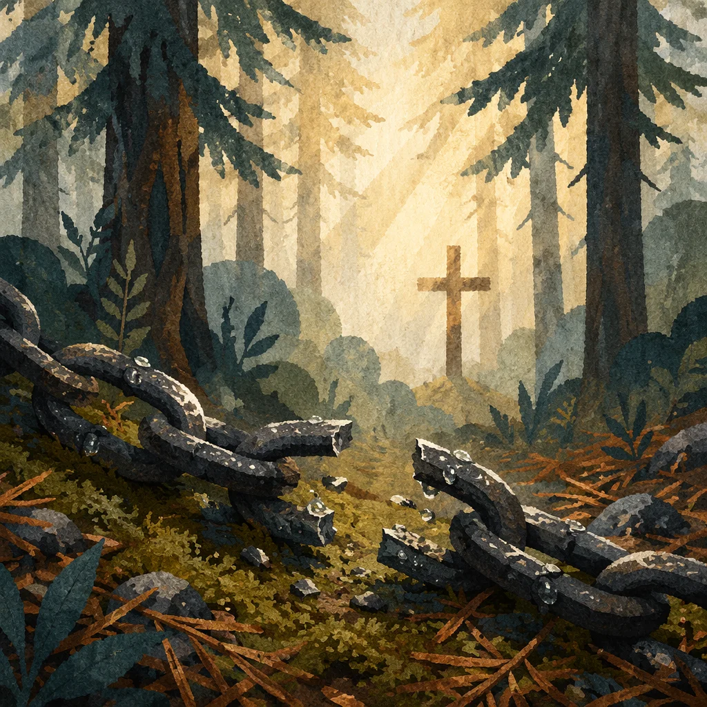Broken Chains in Evergreen Forest Light