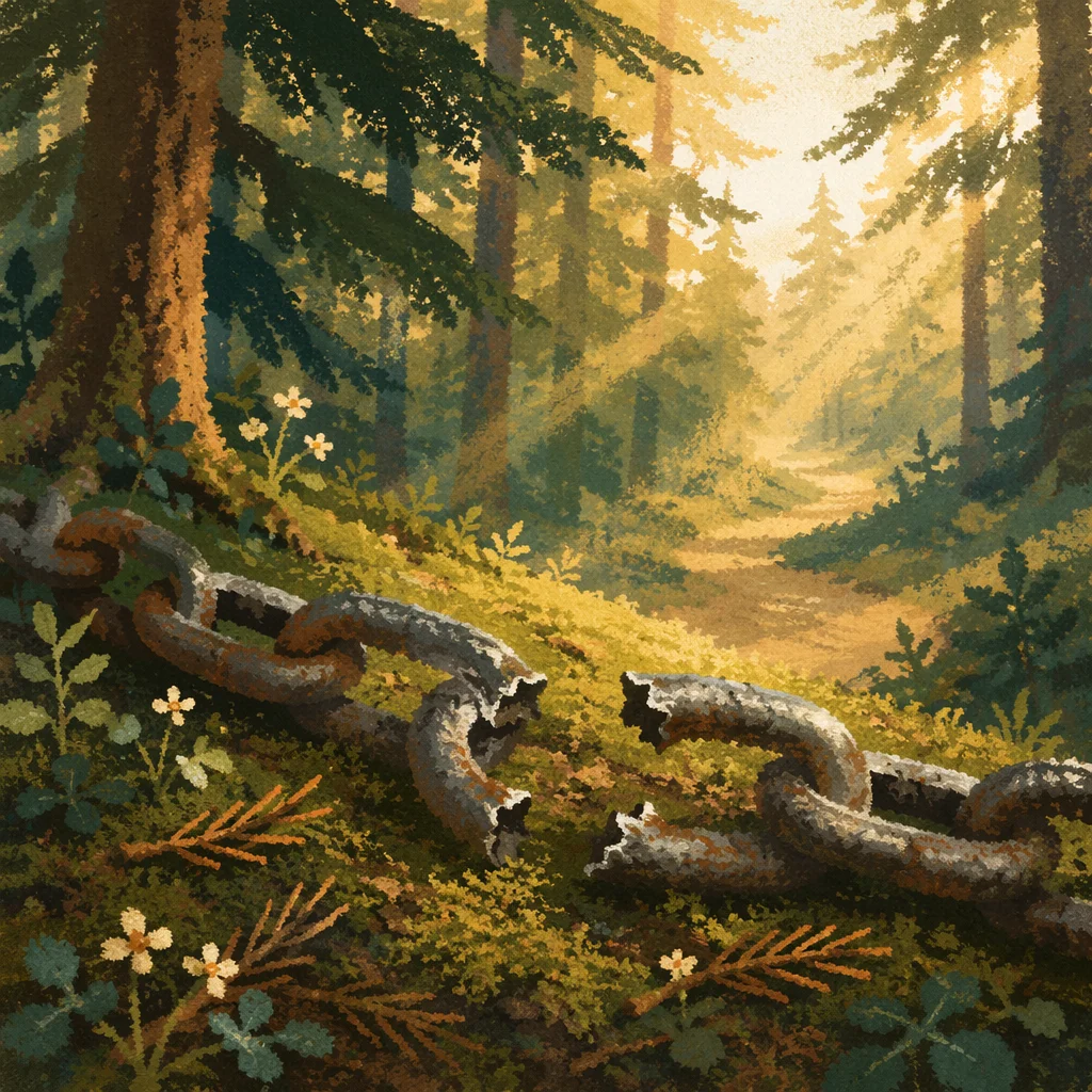 Broken Chains on Evergreen Forest Floor