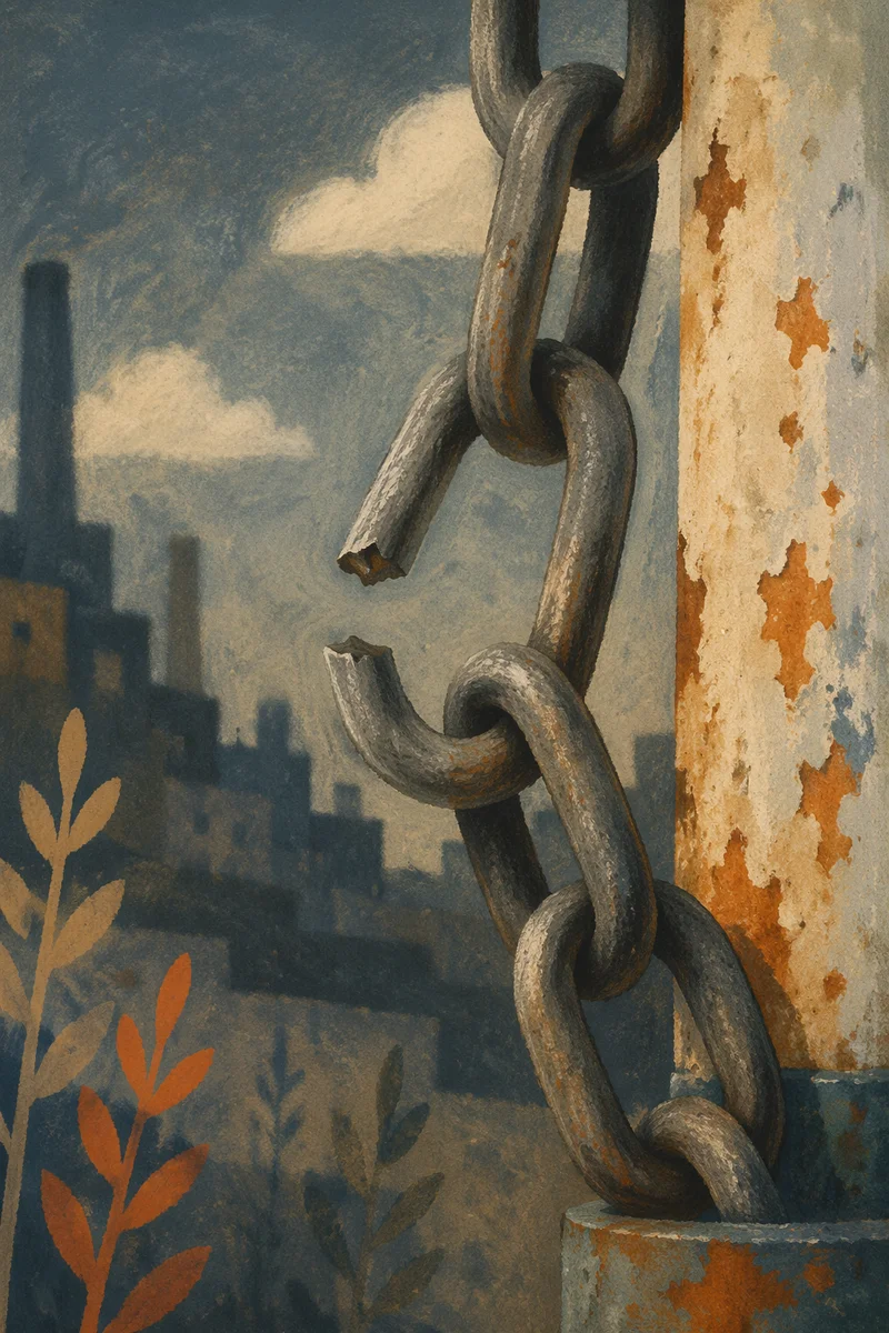 Broken Steel Chain Symbolizing Freedom
