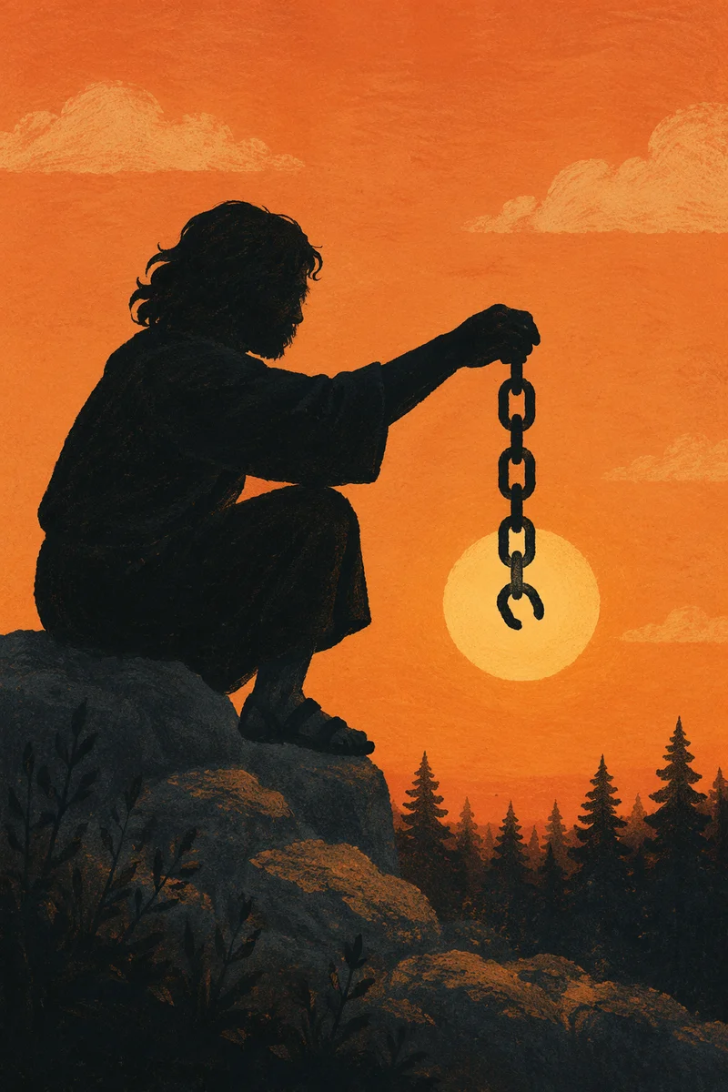 Broken Chains at Sunset Freedom Silhouette