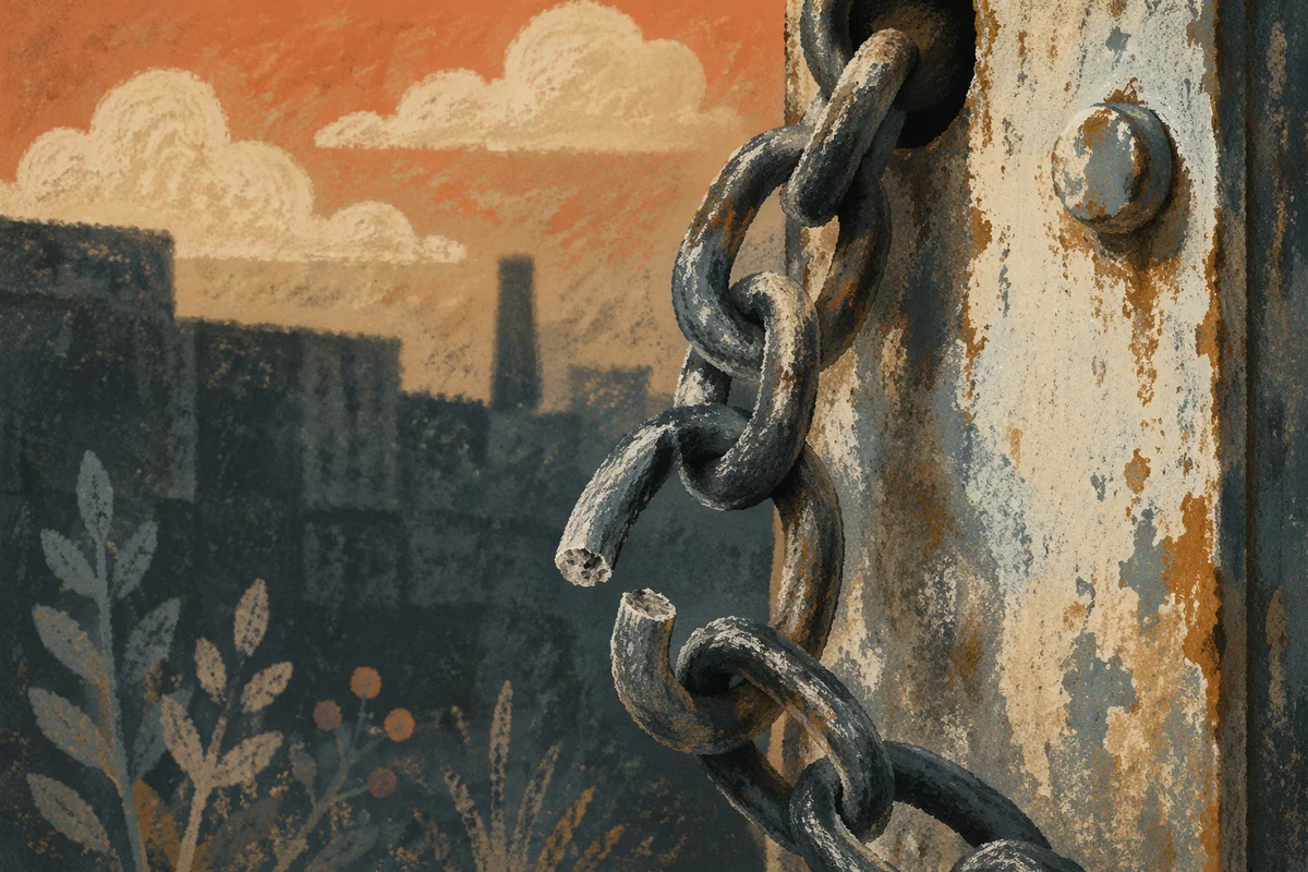 Broken Steel Chain Symbolizing Freedom