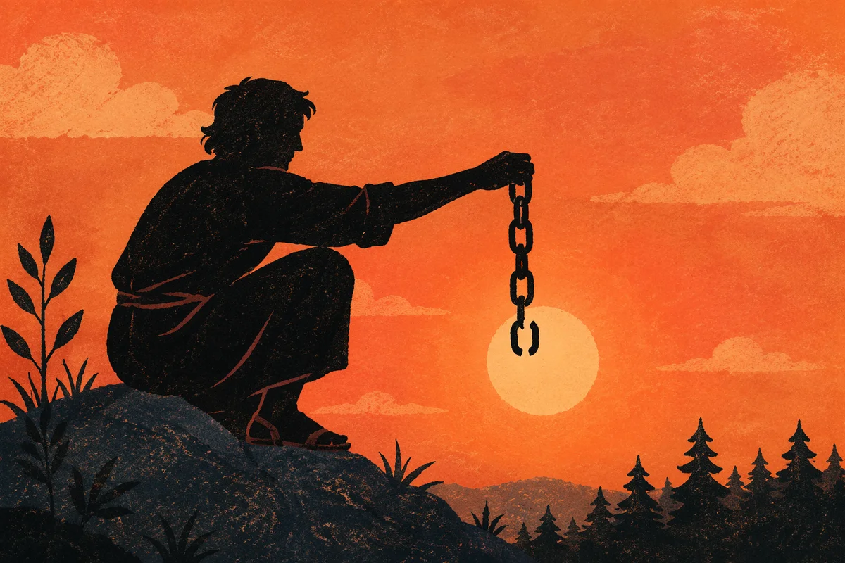 Broken Chains at Sunset Freedom Silhouette
