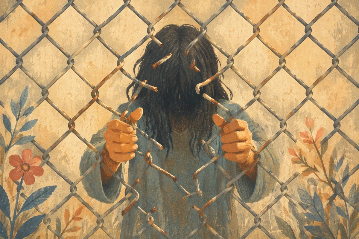 Broken Chains Freedom Behind Weathered Fence