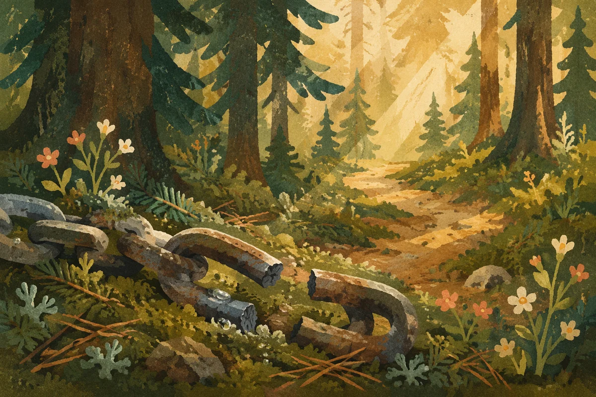 Broken Chains on Evergreen Forest Floor