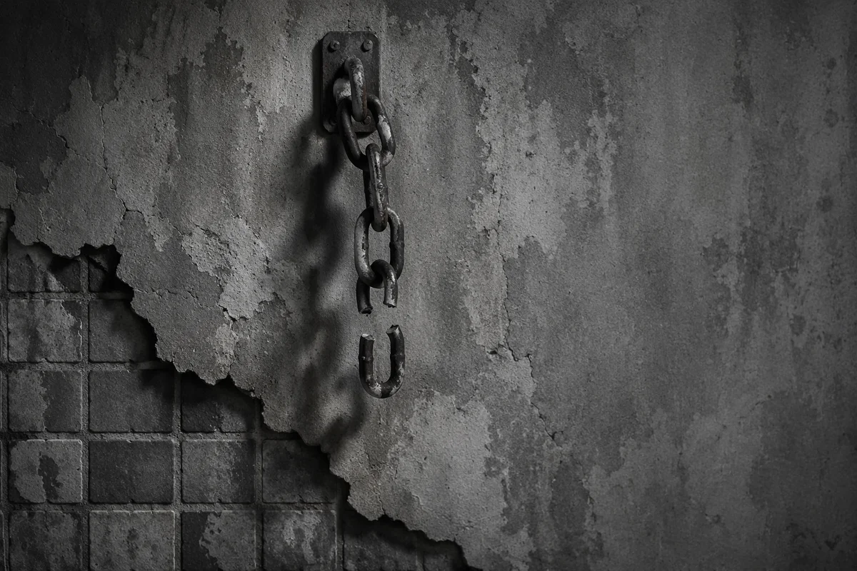 Broken Rusted Chain Symbolizing Freedom
