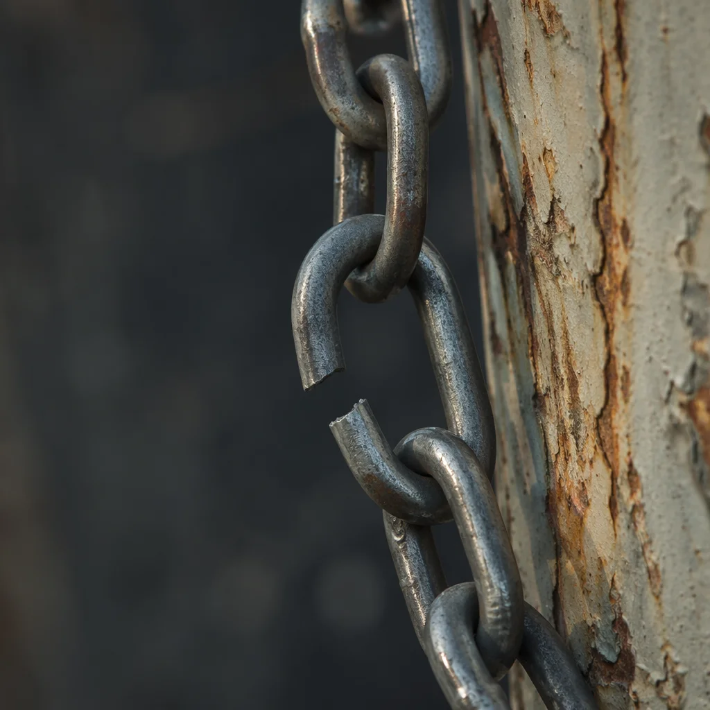 Broken Steel Chain Symbolizing Freedom